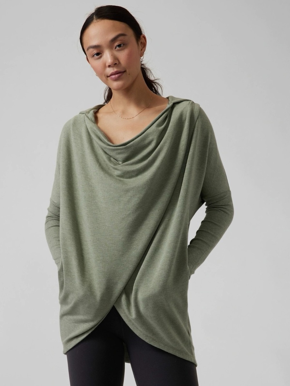 Athleta Purana Wrap Hooded Sweatshirt Sage Green